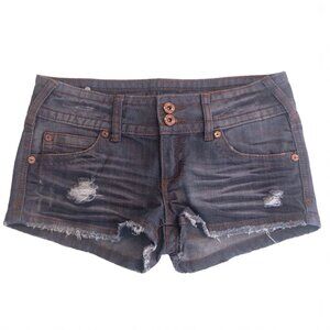 NEW Dollhouse Gray Wash Distressed Denim Y2K Low Rise Jean Short Shorts Size 7
